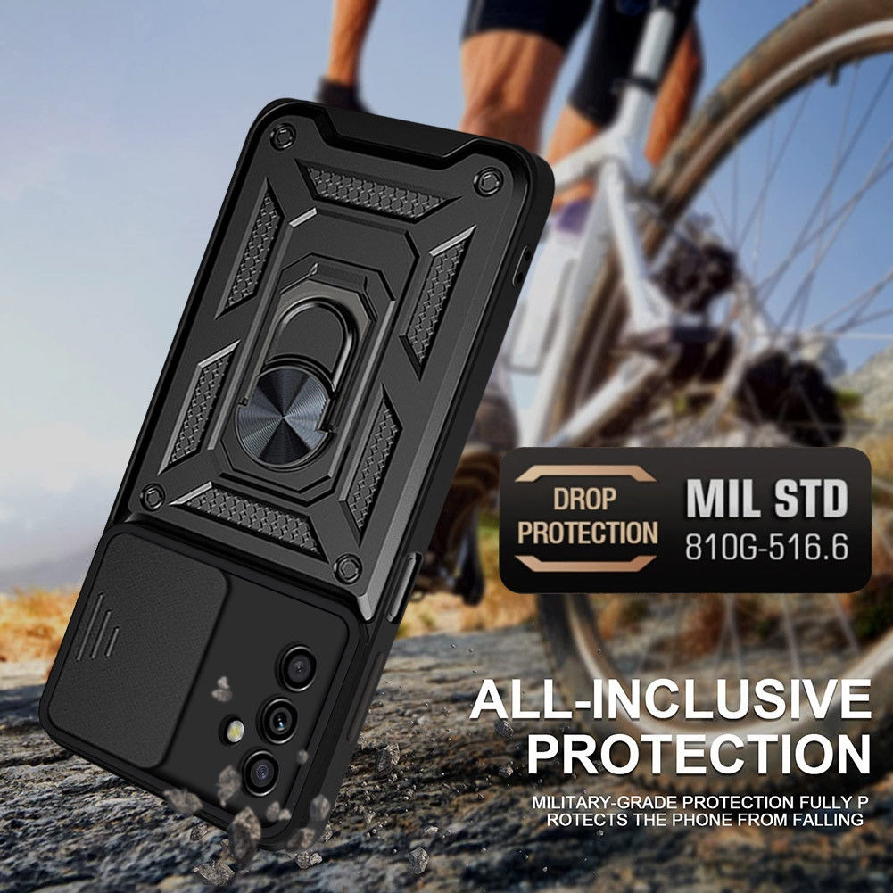 Samsung Galaxy M52 5G Hoesje met Camera Slider en Kickstand Ring Rood afbeelding 3
