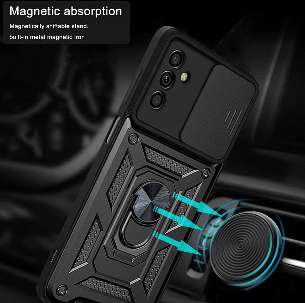 Samsung Galaxy M52 5G Hoesje met Camera Slider en Kickstand Ring Rood afbeelding 4