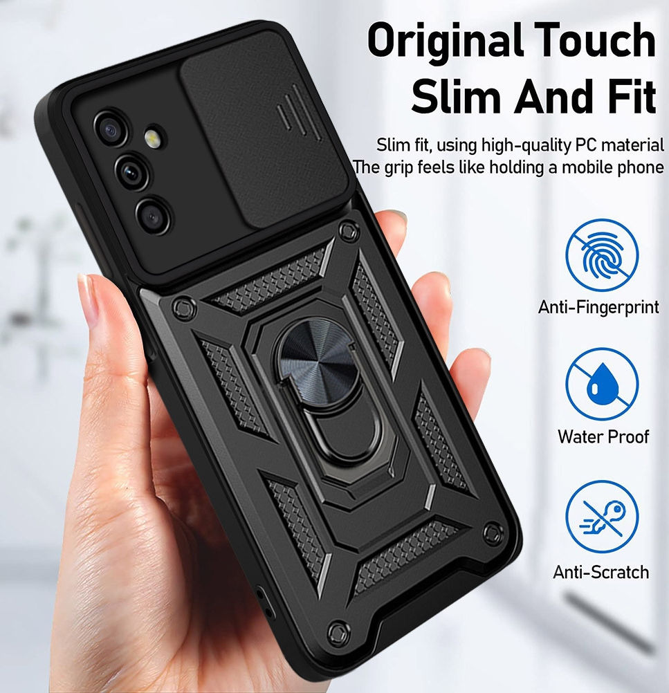 Samsung Galaxy M52 5G Hoesje met Camera Slider en Kickstand Ring Rood afbeelding 5