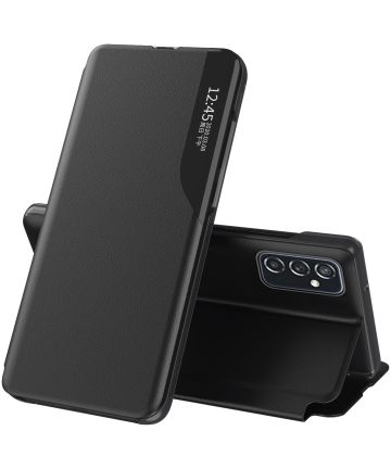 Samsung Galaxy M52 5G Hoesje Book Case met Side Display en Stand Zwart Hoesjes