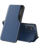 Samsung Galaxy M52 5G Hoesje Book Case met Side Display en Stand Blauw
