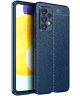 Samsung Galaxy A53 Hoesje Back Cover met Kunstleer Textuur Blauw