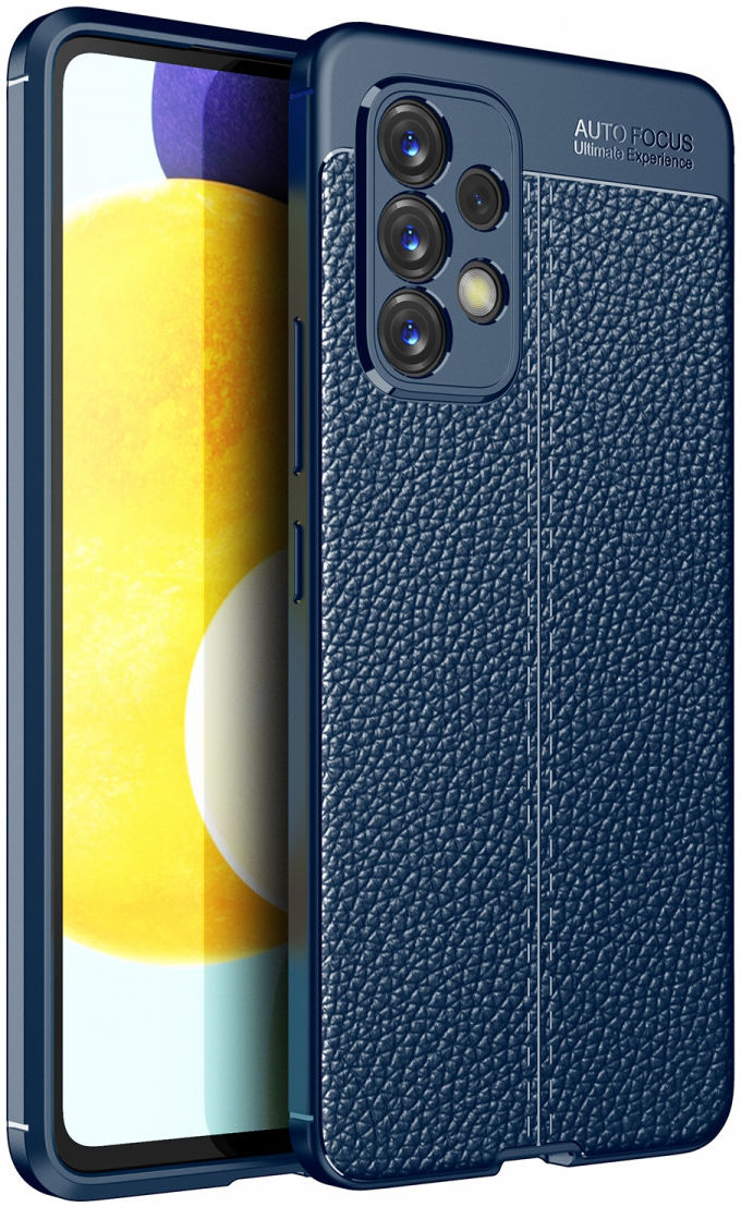 Samsung Galaxy A53 Hoesje Back Cover met Kunstleer Textuur Blauw afbeelding 1