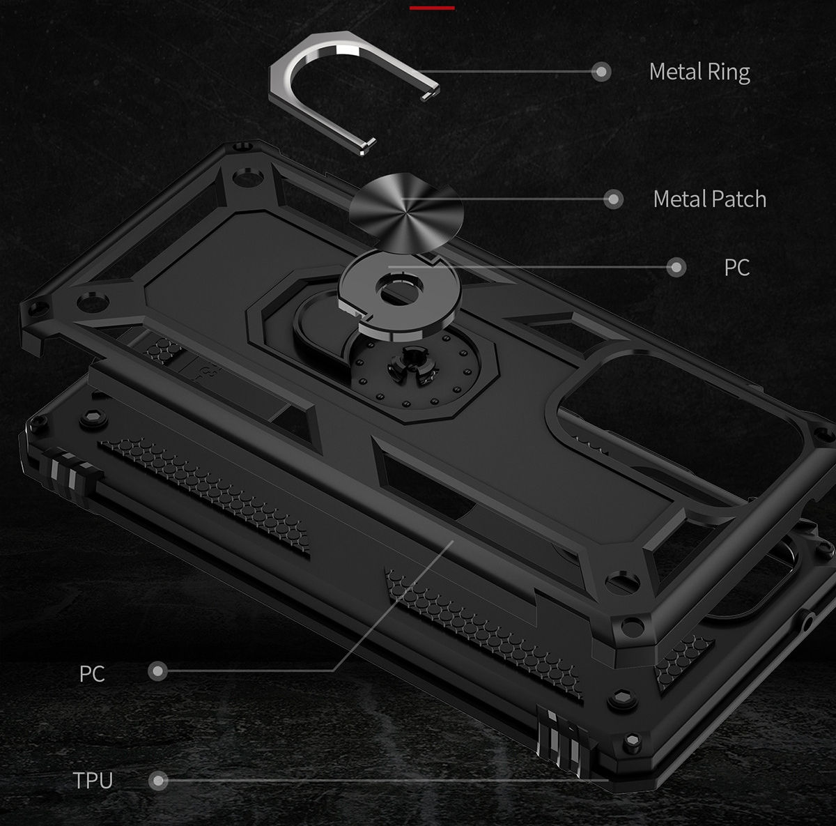 Samsung Galaxy A53 Hybride Hoesje met Kickstand Ring Zwart afbeelding 5