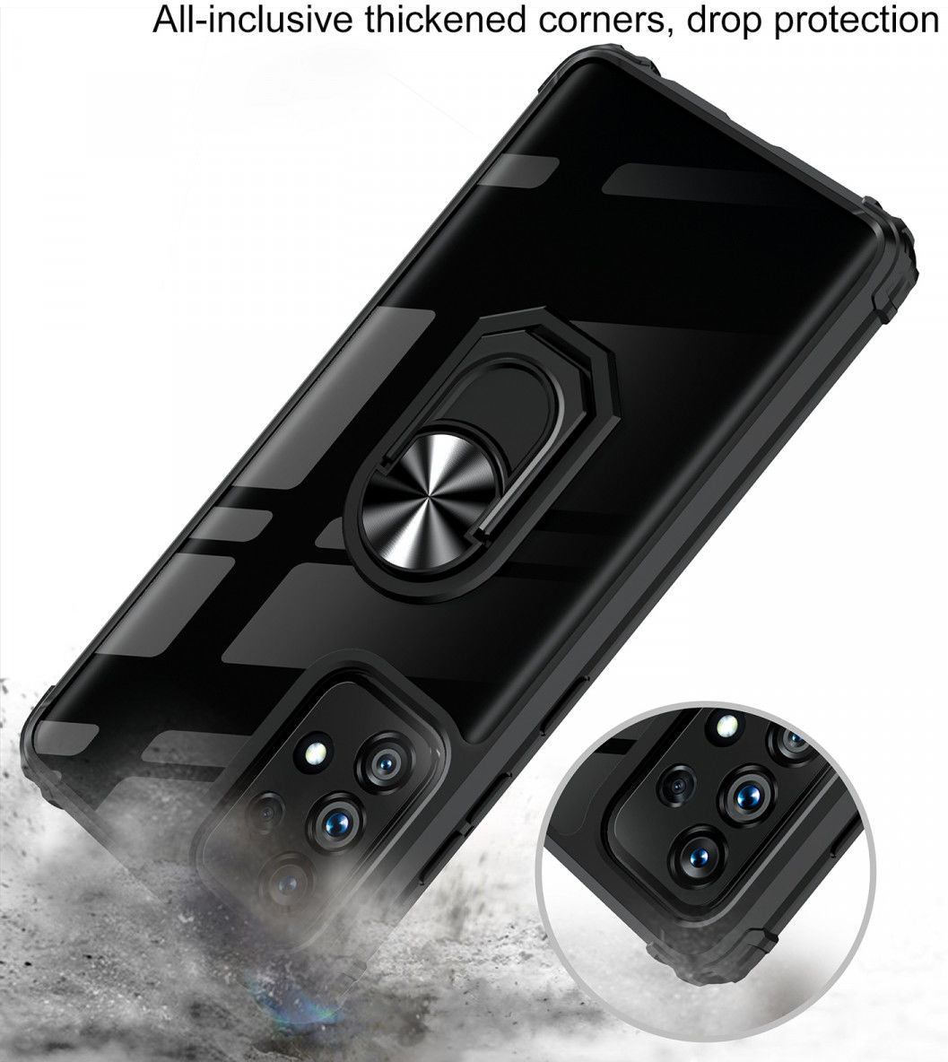 Samsung Galaxy A53 Hoesje Kickstand Ring Back Cover Transparant/Zwart afbeelding 3