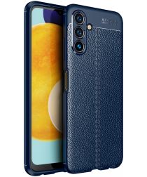 Samsung Galaxy A13 5G / A04s Hoesje Back Cover Kunstleer Textuur Blauw