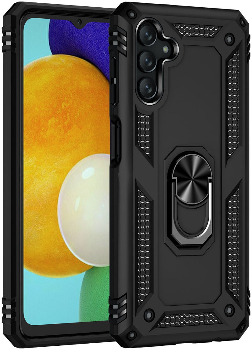 Samsung Galaxy A13 5G / A04s Hybride Hoesje met Kickstand Ring Zwart afbeelding 2