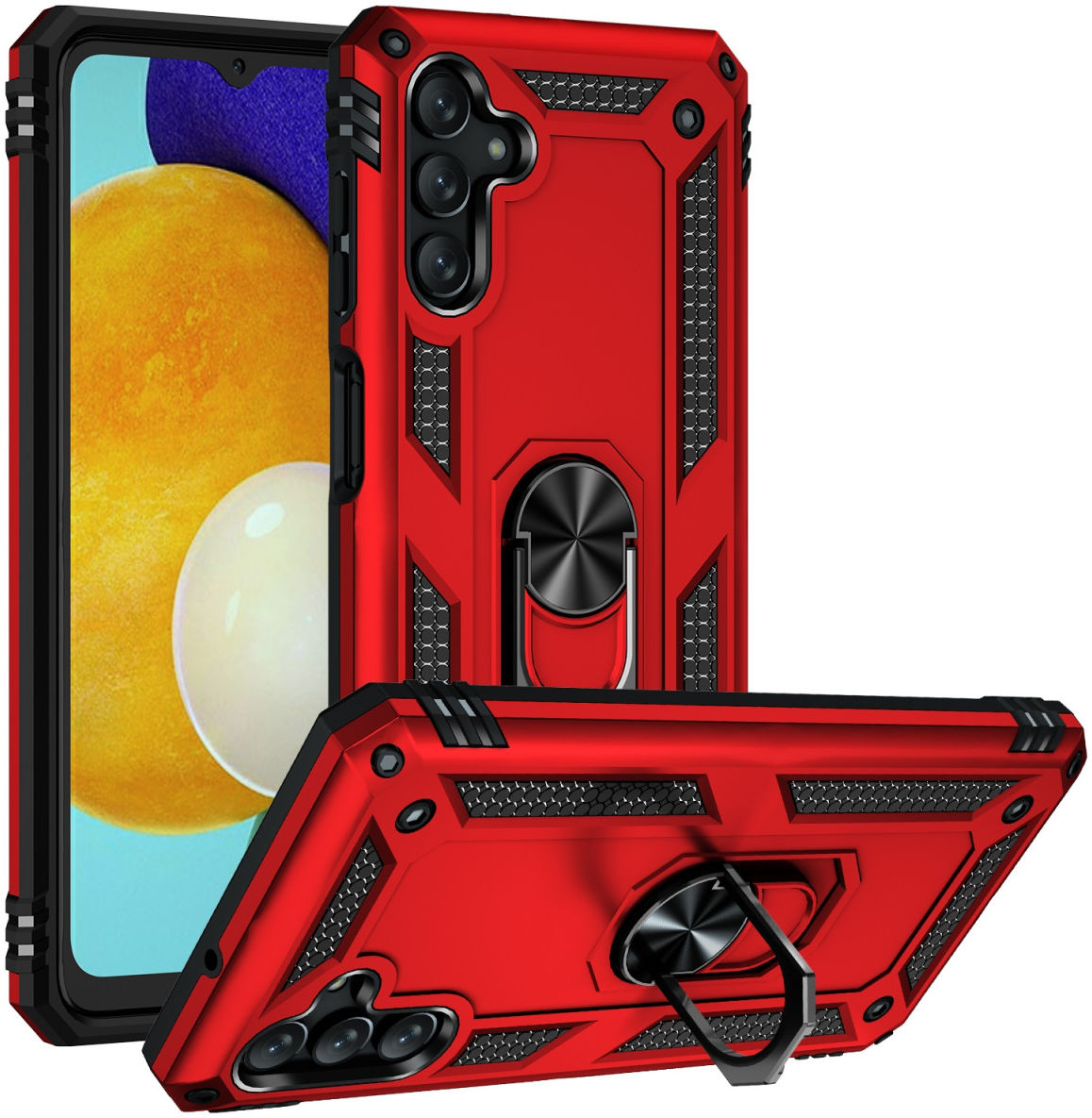 Samsung Galaxy A13 5G / A04s Hybride Hoesje met Kickstand Ring Rood afbeelding 1