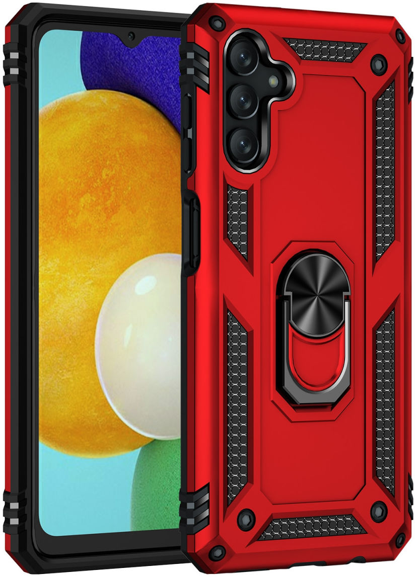 Samsung Galaxy A13 5G / A04s Hybride Hoesje met Kickstand Ring Rood afbeelding 2