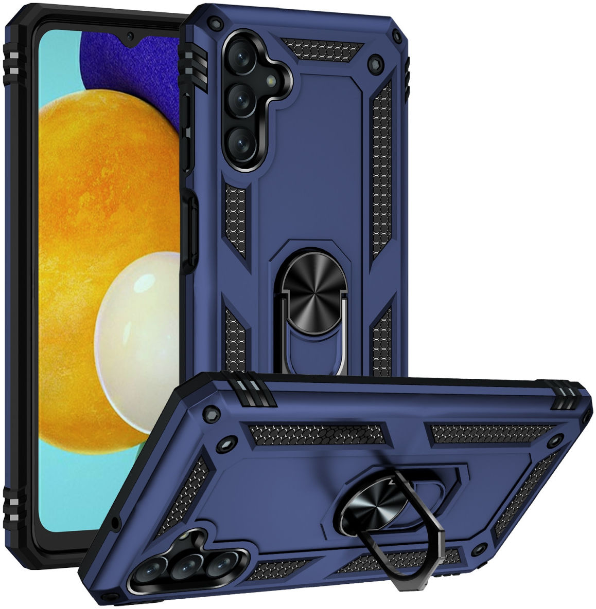 Samsung Galaxy A13 5G / A04s Hybride Hoesje met Kickstand Ring Blauw afbeelding 1