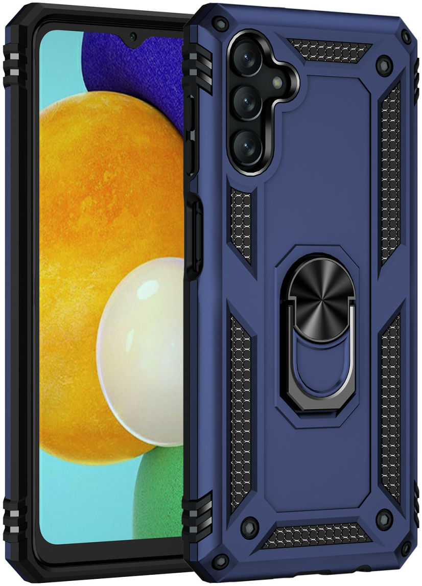 Samsung Galaxy A13 5G / A04s Hybride Hoesje met Kickstand Ring Blauw afbeelding 2