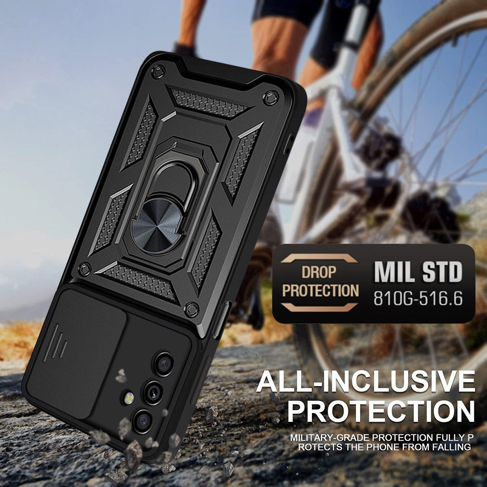 Samsung Galaxy A13 5G / A04s Hoesje Camera Slider en Kickstand Zwart afbeelding 3