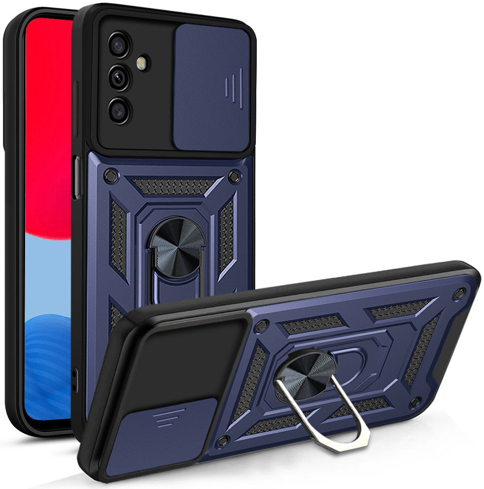 Samsung Galaxy A13 5G / A04s Hoesje Camera Slider en Kickstand Blauw afbeelding 1