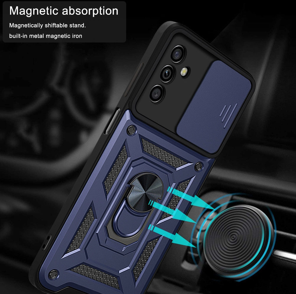 Samsung Galaxy A13 5G / A04s Hoesje Camera Slider en Kickstand Blauw afbeelding 4