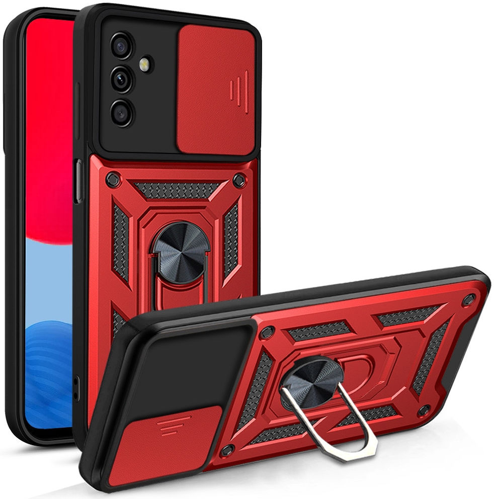 Samsung Galaxy A13 5G / A04s Hoesje Camera Slider en Kickstand Rood afbeelding 1