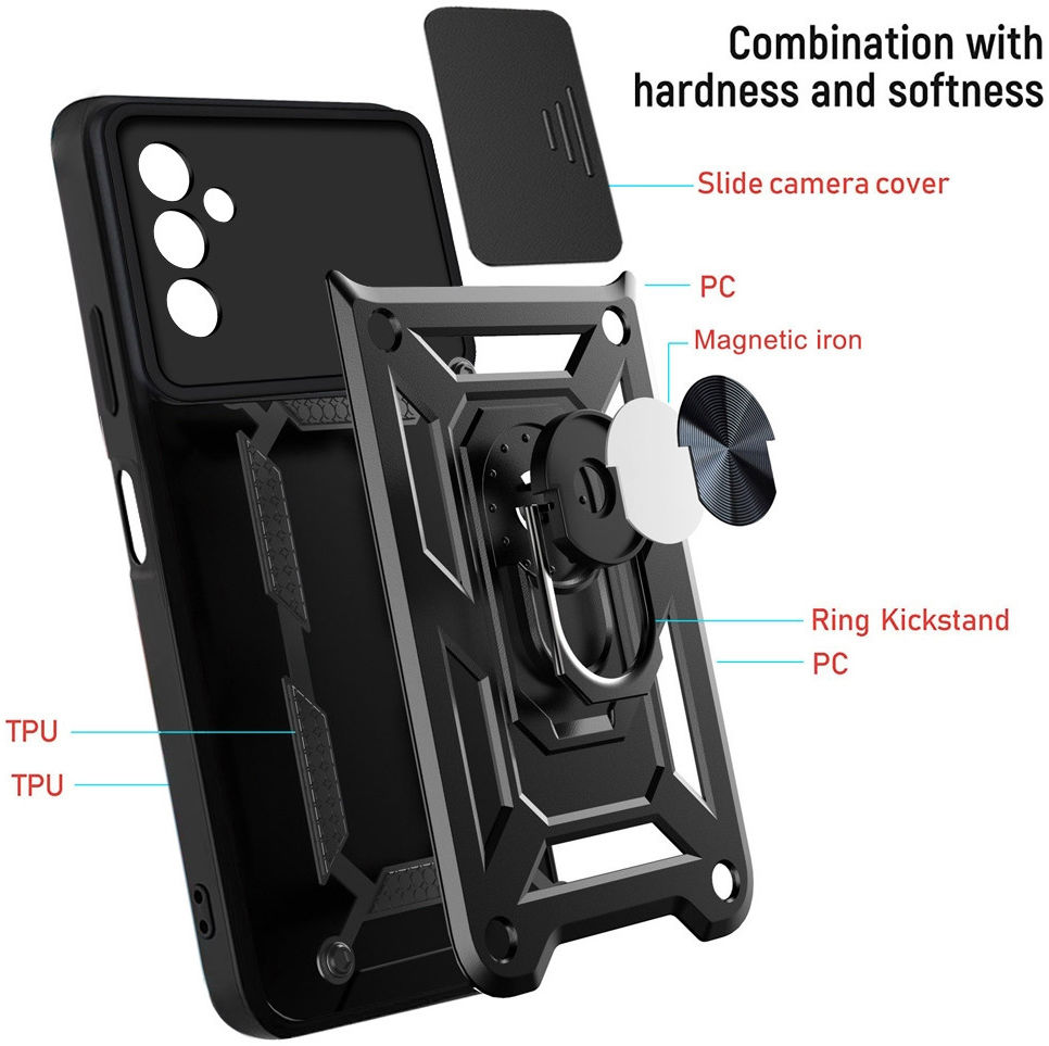 Samsung Galaxy A13 5G / A04s Hoesje Camera Slider en Kickstand Rood afbeelding 2