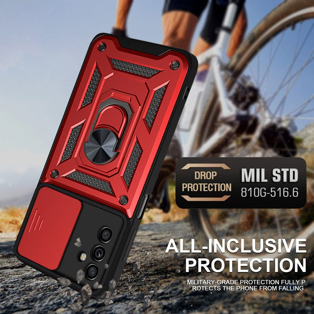 Samsung Galaxy A13 5G / A04s Hoesje Camera Slider en Kickstand Rood afbeelding 3