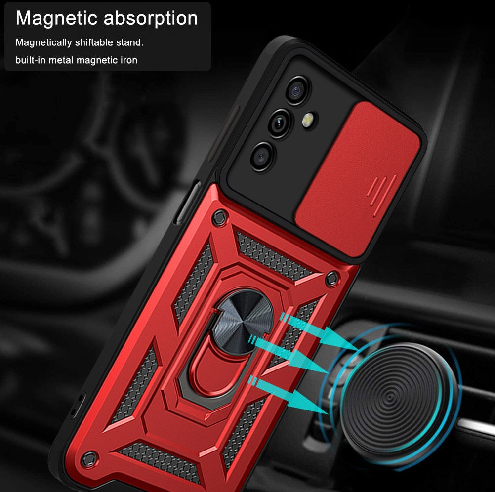 Samsung Galaxy A13 5G / A04s Hoesje Camera Slider en Kickstand Rood afbeelding 4