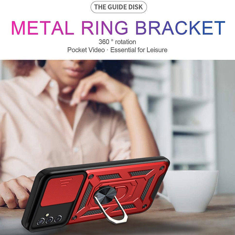 Samsung Galaxy A13 5G / A04s Hoesje Camera Slider en Kickstand Rood afbeelding 6