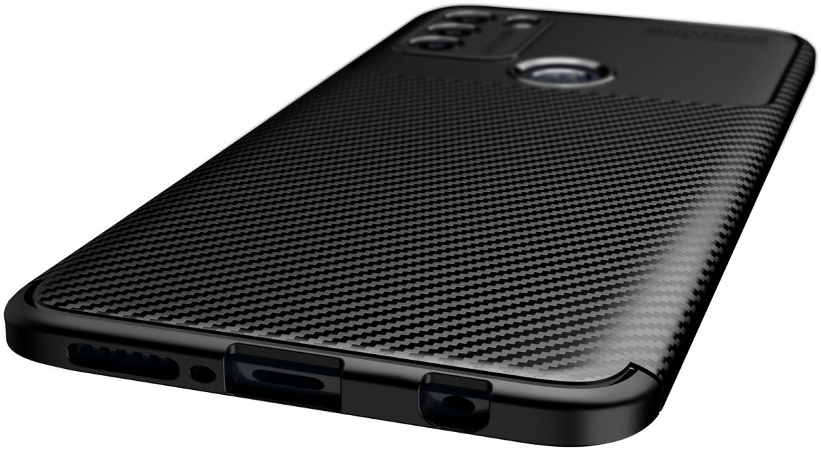 Motorola Moto G50 Hoesje Siliconen Carbon TPU Back Cover Zwart afbeelding 2