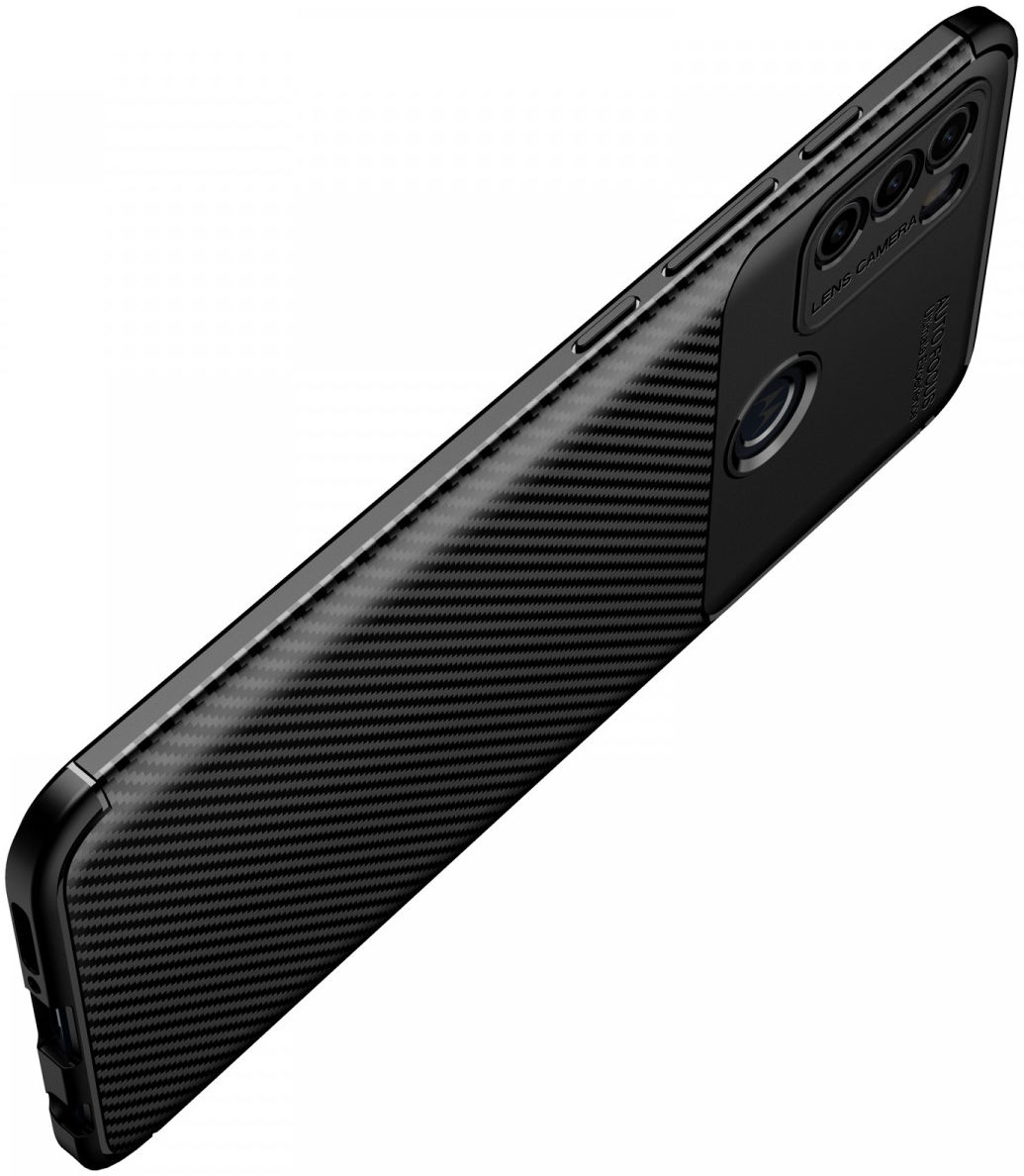 Motorola Moto G50 Hoesje Siliconen Carbon TPU Back Cover Zwart afbeelding 4