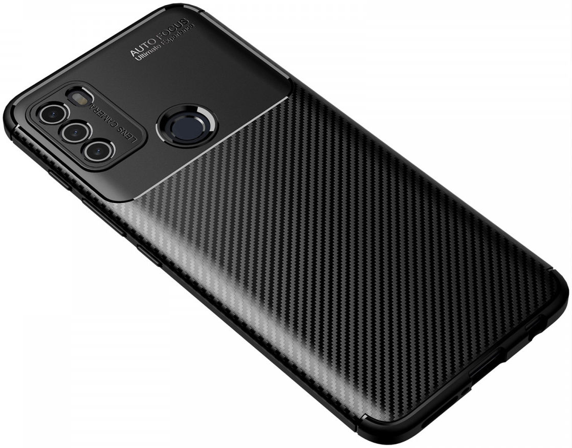 Motorola Moto G50 Hoesje Siliconen Carbon TPU Back Cover Zwart afbeelding 7