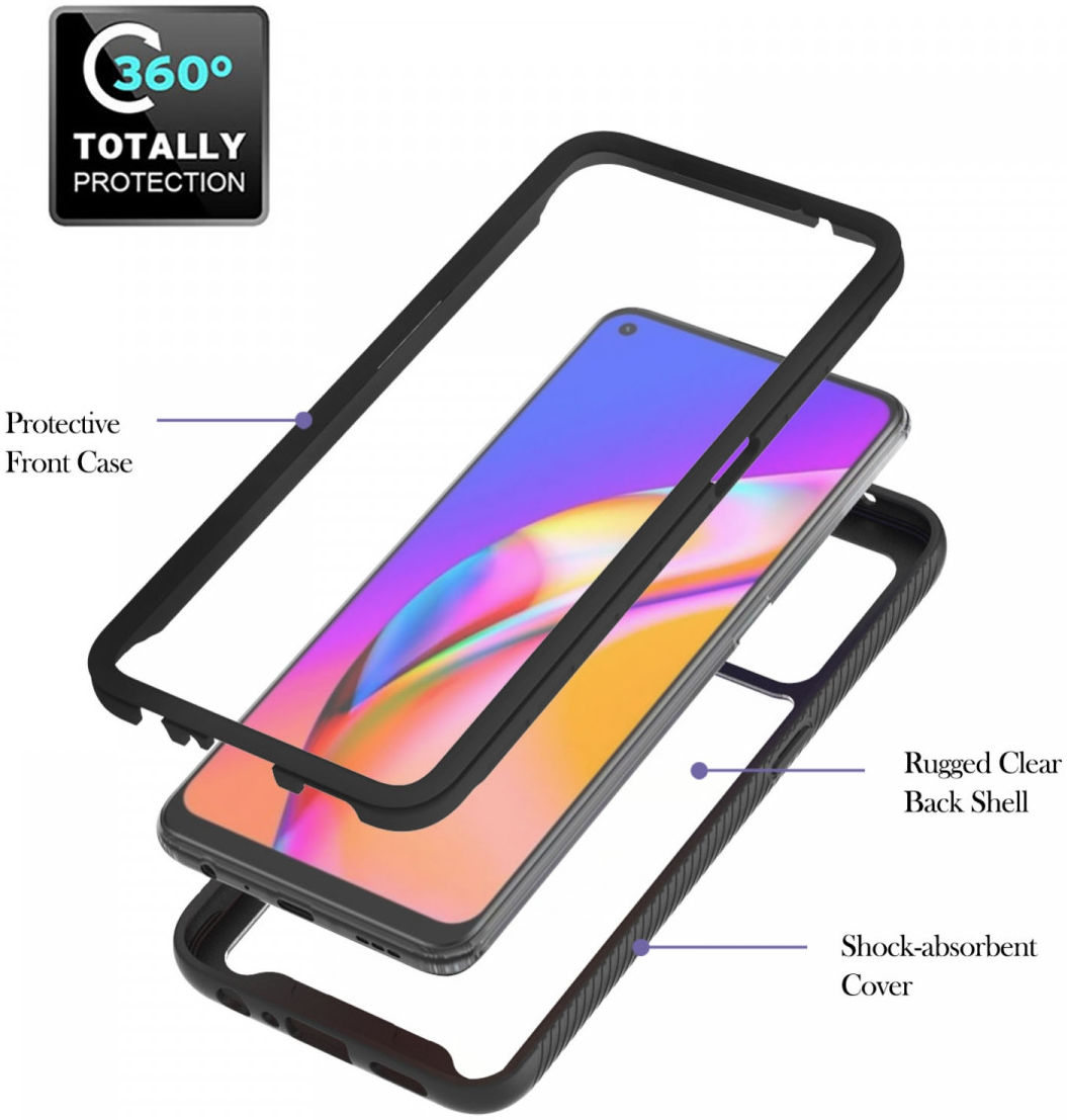 Oppo Reno5 Lite Hoesje Kickstand Ring Back Cover Transparant/Zwart afbeelding 3