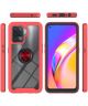Oppo Reno5 Lite Hoesje Kickstand Ring Back Cover Transparant/Rood