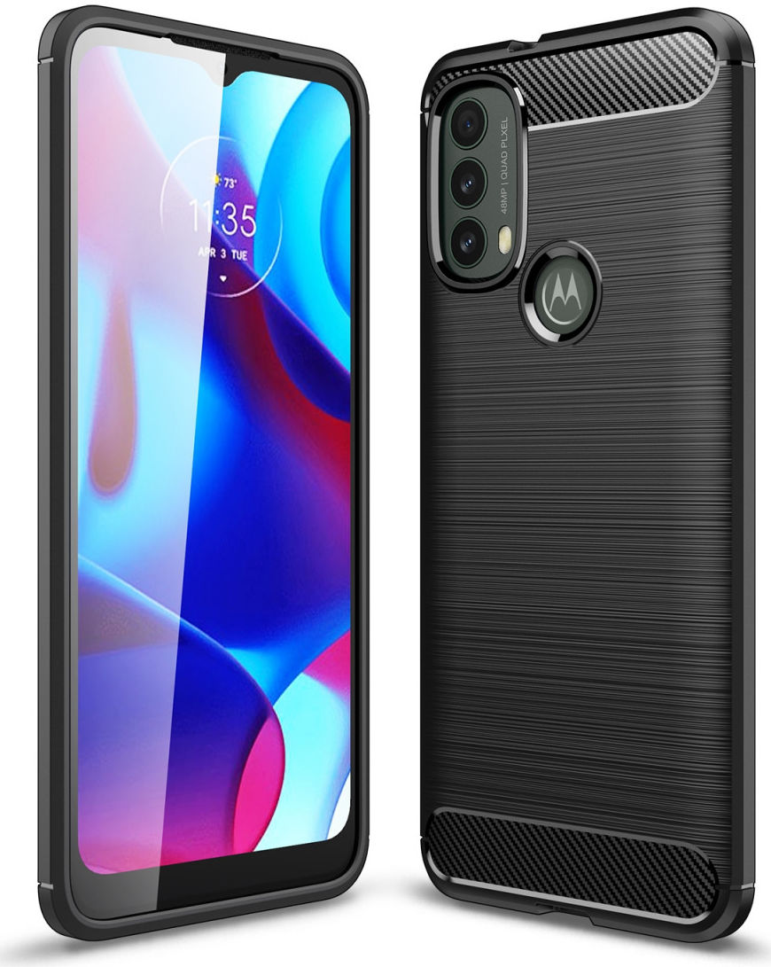 Motorola Moto E20 / E30 / E40 Hoesje Geborsteld TPU Back Cover Zwart afbeelding 1