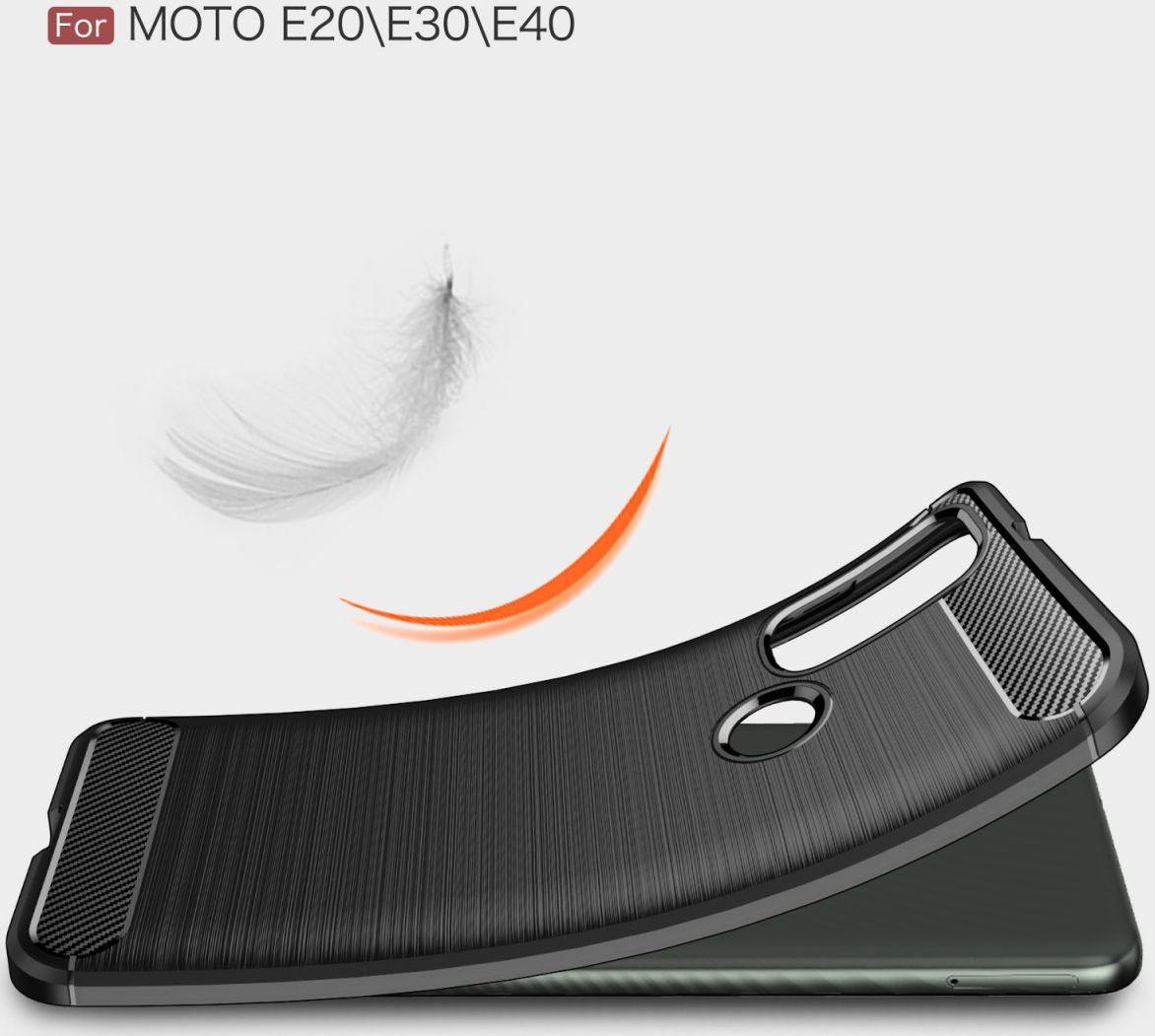 Motorola Moto E20 / E30 / E40 Hoesje Geborsteld TPU Back Cover Zwart afbeelding 2