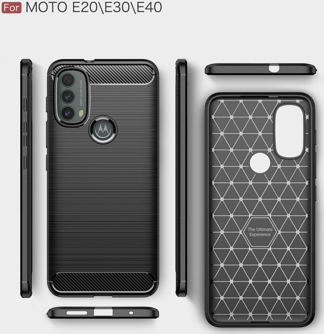Motorola Moto E20 / E30 / E40 Hoesje Geborsteld TPU Back Cover Zwart afbeelding 5