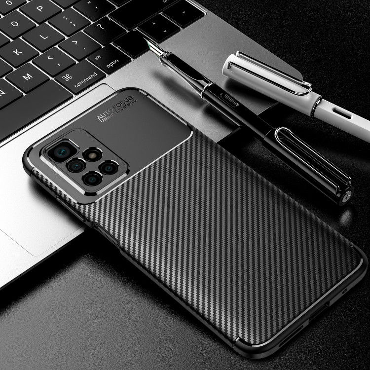 Xiaomi Redmi 10 Hoesje Siliconen Carbon TPU Back Cover Zwart afbeelding 2