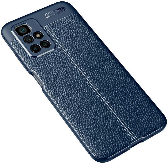 Xiaomi Redmi 10 Hoesje Back Cover Litchi Skin Kunstleer Blauw afbeelding 2