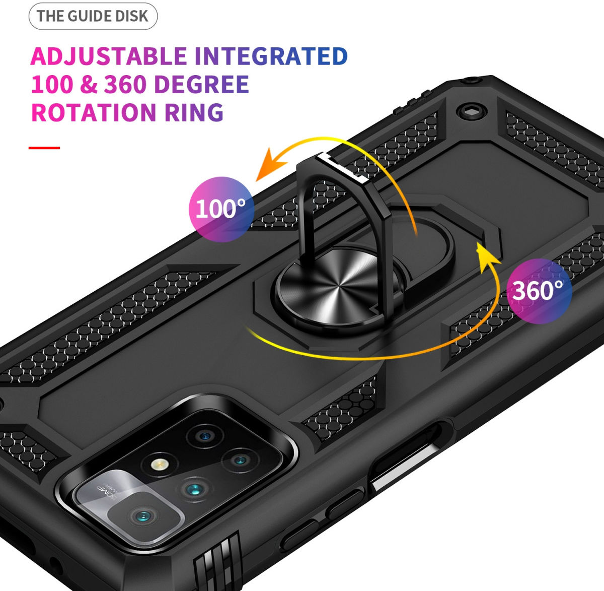 Xiaomi Redmi 10 Hoesje Hybride Kickstand Ring Back Cover Zwart afbeelding 7