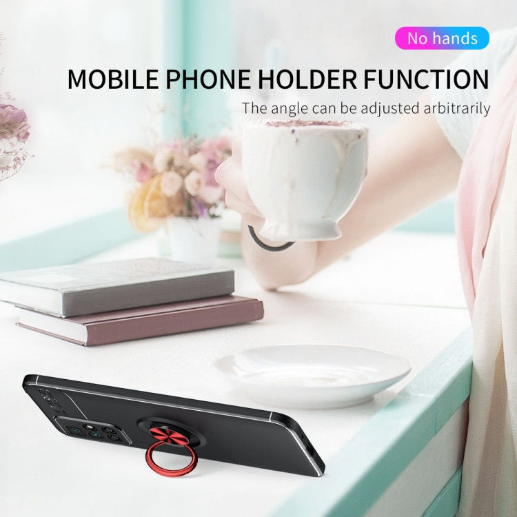 Xiaomi Redmi 10 Hoesje met Magnetische Kickstand Ring Rood afbeelding 5