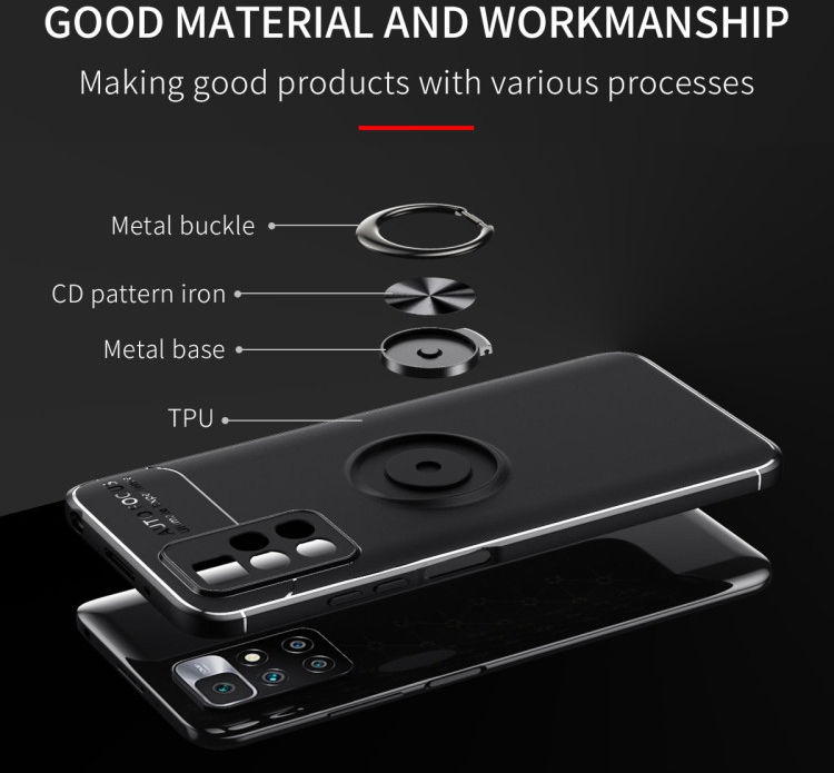 Xiaomi Redmi 10 Hoesje met Magnetische Kickstand Ring Rood afbeelding 7