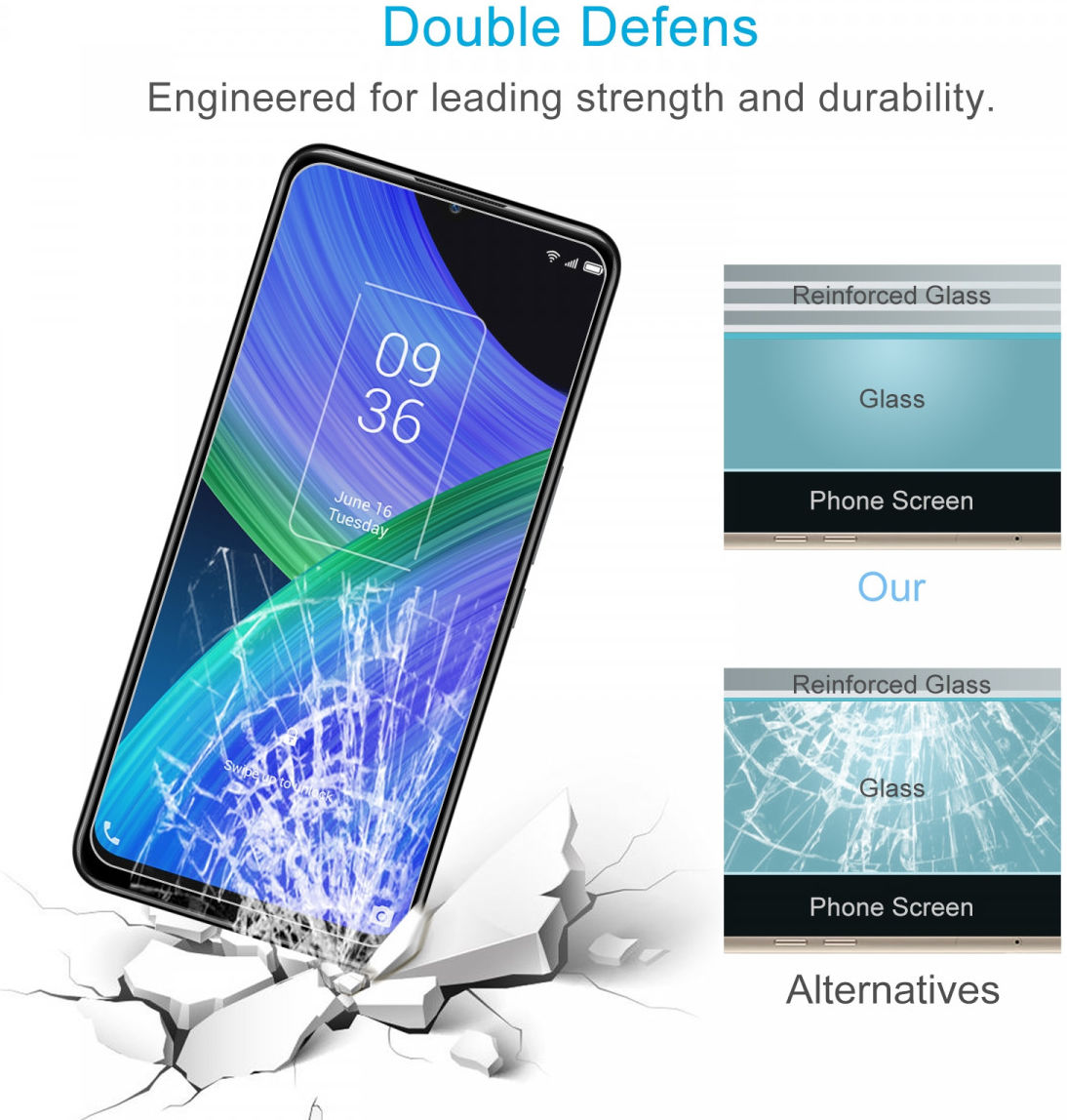 TCL 20 R 5G Screen Protector 9H Tempered Glass Case Friendly afbeelding 5
