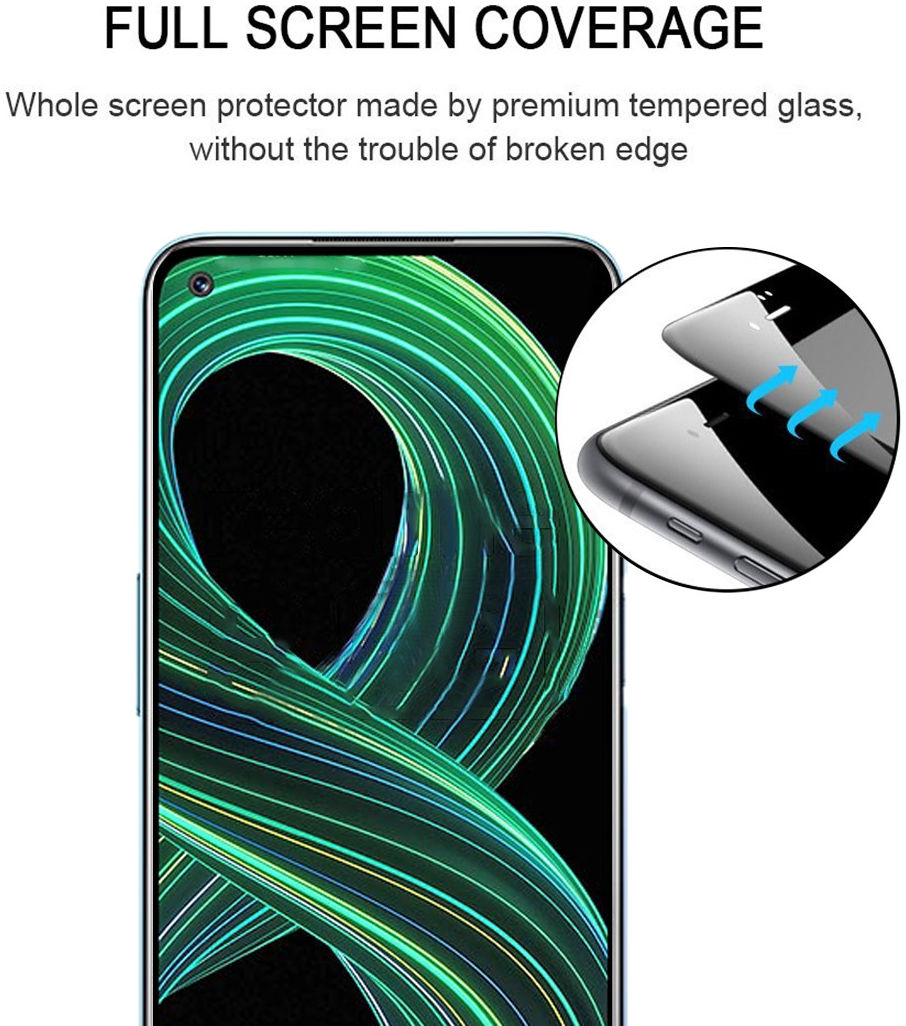 Realme 8 5G Screenprotector Tempered Glass Volledig Dekkend afbeelding 3