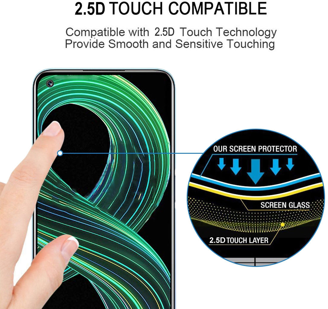 Realme 8 5G Screenprotector Tempered Glass Volledig Dekkend afbeelding 5