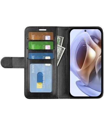 Motorola Moto G31 / G41 Hoesje Portemonnee Wallet Book Case Zwart Hoesjes