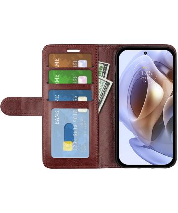 Motorola Moto G31 / G41 Hoesje Portemonnee Wallet Book Case Bruin Hoesjes