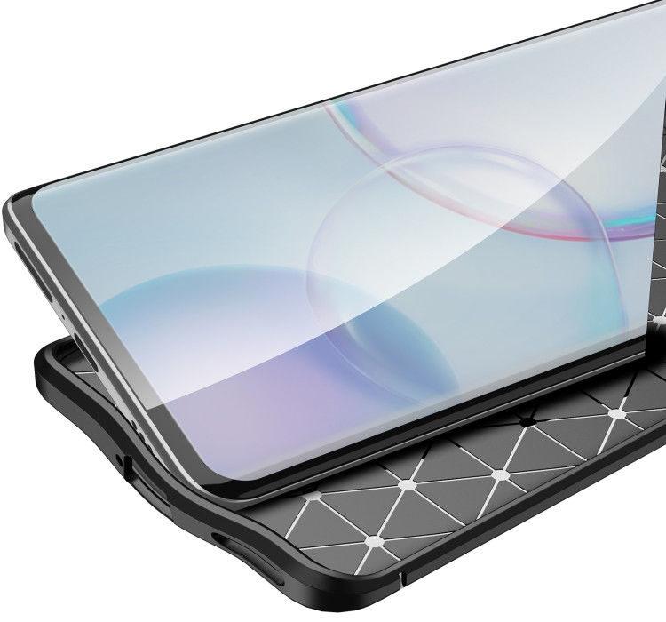 Honor 50 Hoesje TPU met Leren Litichi Textuur Back Cover Zwart afbeelding 3