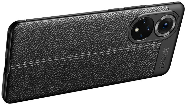 Honor 50 Hoesje TPU met Leren Litichi Textuur Back Cover Zwart afbeelding 5