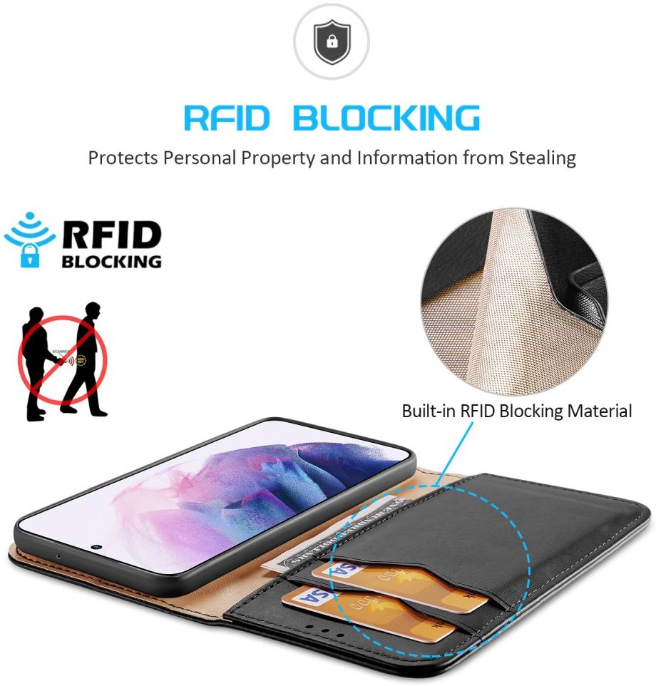 Dux Ducis Hivo Series Samsung Galaxy S22 Hoesje RFID Book Case Zwart afbeelding 3