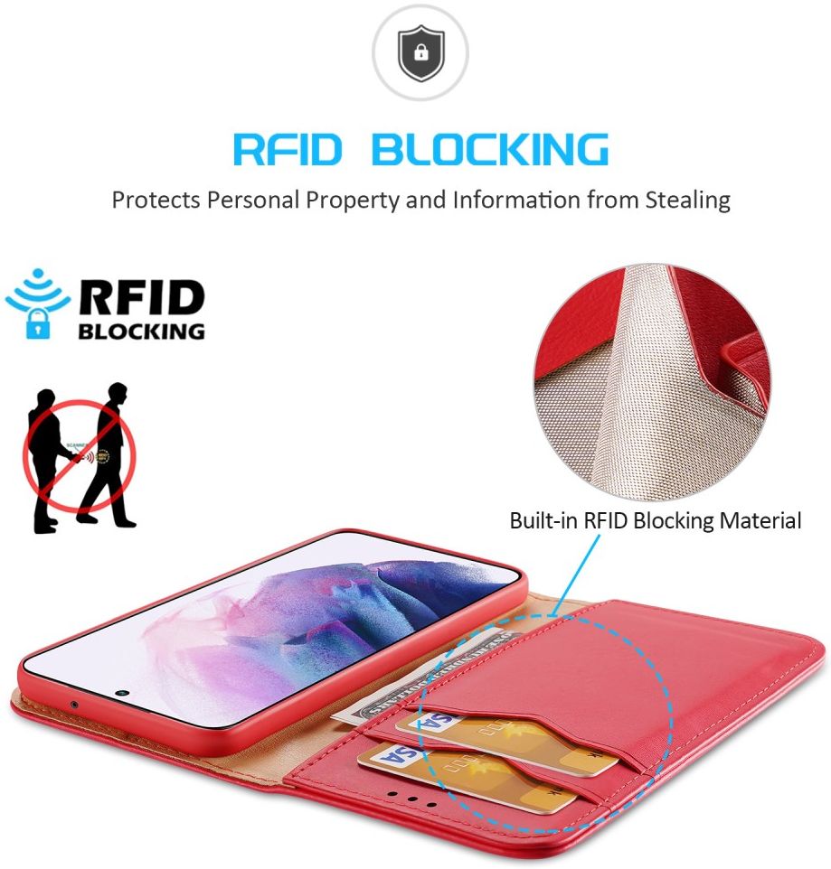 Dux Ducis Hivo Samsung Galaxy S22 Plus Hoesje RFID Book Case Rood afbeelding 3