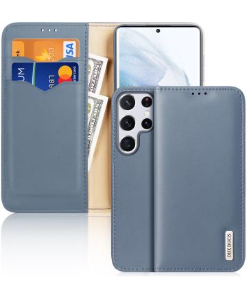 Dux Ducis Hivo Samsung Galaxy S22 Ultra Hoesje RFID Book Case Blauw Hoesjes