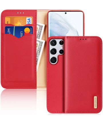 Dux Ducis Hivo Samsung Galaxy S22 Ultra Hoesje RFID Book Case Rood Hoesjes