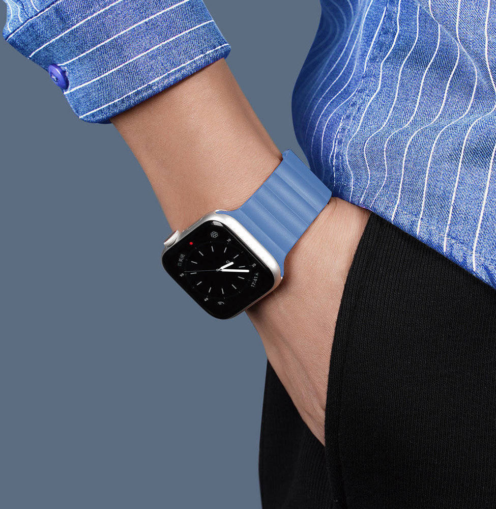 Dux Ducis Apple Watch Bandje - 1-10/SE - 38/40/41/42MM - Magneetsluiting - Blauw afbeelding 3