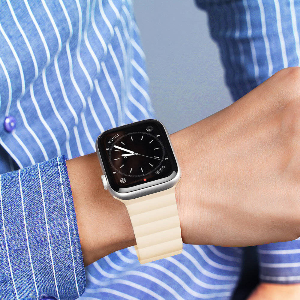 Dux Ducis Apple Watch Bandje - 1-10/SE - 38/40/41/42MM - Magneetsluiting - Beige afbeelding 3