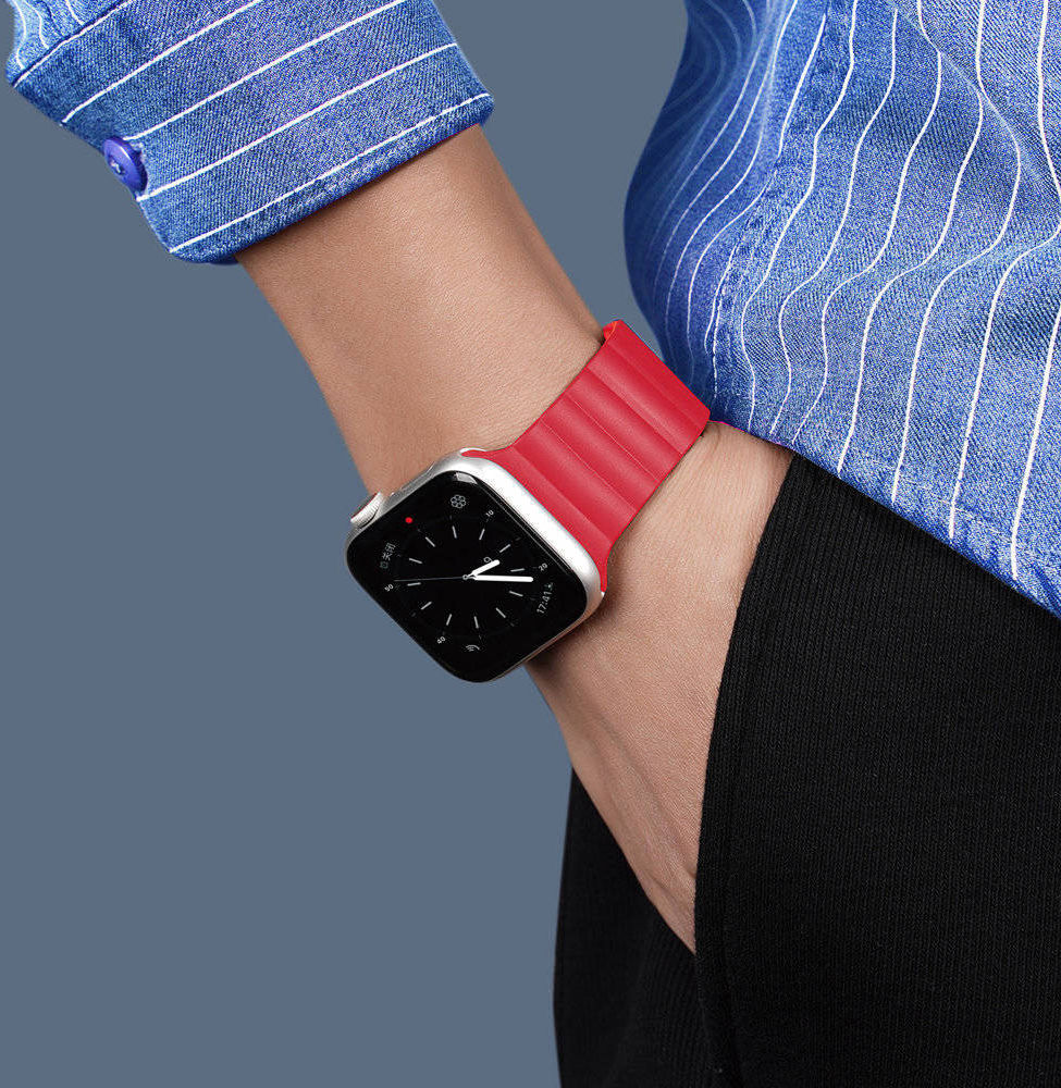 Dux Ducis Apple Watch Bandje - 1-10/SE - 38/40/41/42MM - Magneetsluiting - Rood afbeelding 3
